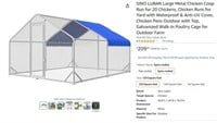 E4271 Large Metal Chicken Coop Run for 20 Chickens