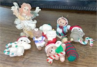 Various Resin Christmas Ornaments: Angel, Bears,