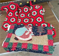 Christmas Lot:  Patchwork Quilted Table Runner,