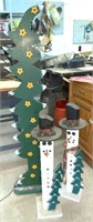 (3) Lighted Wooden Christmas Wood Stands:  Tree