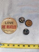 3 Vintage 1960s Original Beatles Pinbacks Pins