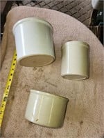 3 Vintage Crock Bowls Pottery, 1 is Roseville