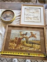 Vintage Framed Les Kouba Hunting Pheasants Print,