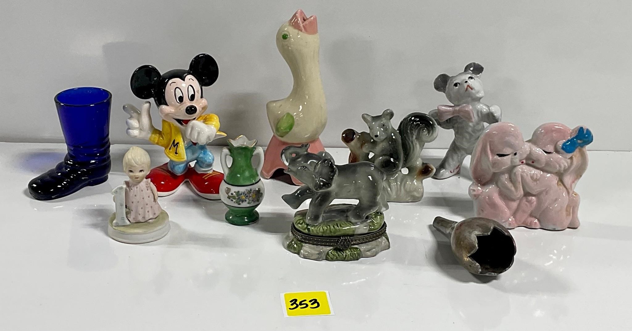 Vtg Collectible Ceramic Mickey Elephant Trinket