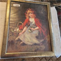 Vintage Little Red Riding Framed Picture - approx