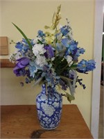 Lovely Silk Flower Arrangement in Blue & White