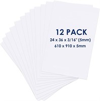 24x36 White Foam Board (5mm) - 12 Pack