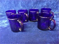 6 Pcs Cobalt Glass Cocoa Mugs