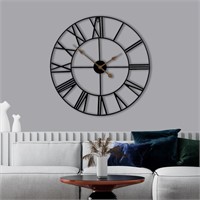 Sorbus Large Wall Clock  24 Inch  Metal  Black