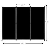 3 Panel Room Divider  71.6'H x 99.2'L  Black