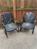 2 vintage outdoor chairs metal