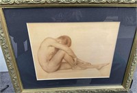 Framed Nude Print of Man