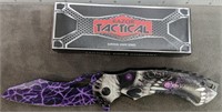 Razor tactical purple skull knife