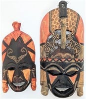 Pair Hand-Carved Wooden Decorative Tribal Masks