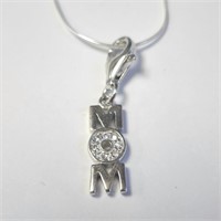 $120 Silver Cz "Mom" 16" Necklace