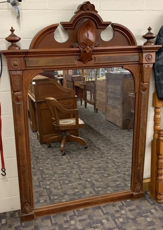 Large Walnut Victorian Mirror