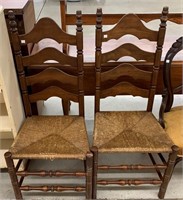 Pair Of Cherry Ladder Back Chairs