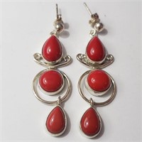 $240 Silver Red Agate Earrings