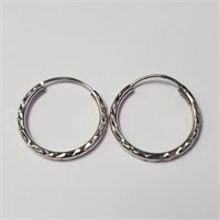 $50 Silver Hoop Apx 23Mm Earrings