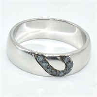 Silver Blue Diamond(0.25ct) Ring
