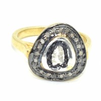 Gold plated Sil Rose Cut Diamond(1.05ct) Ring