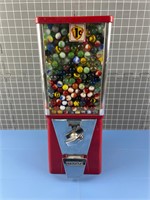 GUMBALL MACHINE LOADED WITH VINTAGE MARBLES / KEY