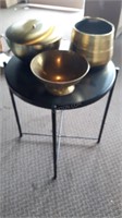 3 Gold Metal Decor & Small Table