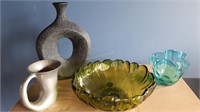 3 Asstd Vases & Decor Bowl