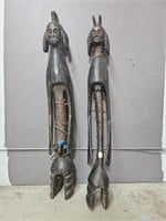 Two Hand Carved Cameroonian Statues