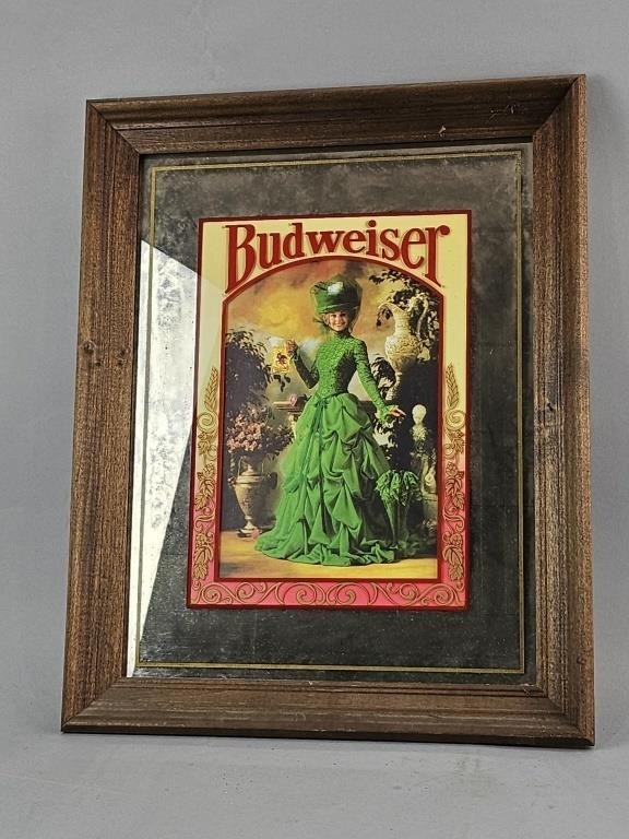 Vintage Budweiser Wood Framed Mirror