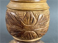 Vintage Wood Carved Vase or Goblet
