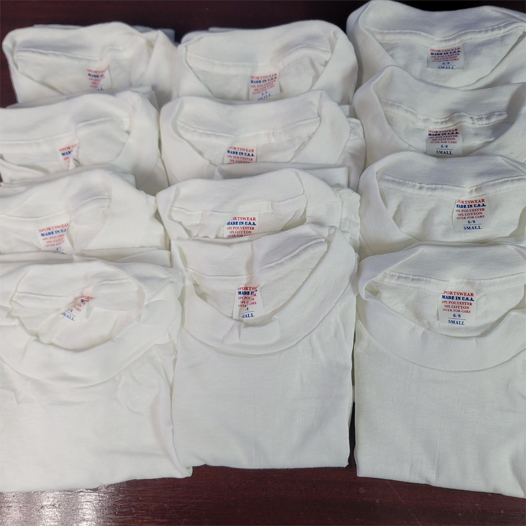Lot of 12 Children's White T-Shirts Size 6/8 Small