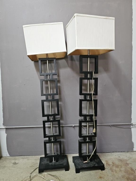 Two 57" Black Square Lamps