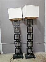 Two 57" Black Square Lamps