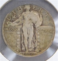 1928-D Standing Liberty Silver Quarter.