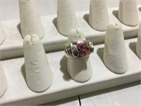 Silver Ring Pink Stone Stamped 925, Size 7?