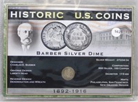 1912 Barber Silver Dime with Cert.