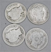 1912, 1914, and (2) 1914-D Barber Silver Dimes.