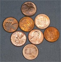 (8) 1950-1957 D UNC Pennies.