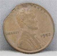 1952-S "Freak" Clipped Planchet Penny.