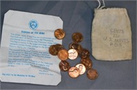 (15) Pennies, UNC with Letter "P,D,S" with