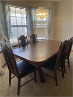 Large Custom Built Walnut Dining Table with Chairs