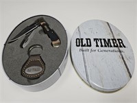 NOS Old Timer Tin WITH Knife Gift Set