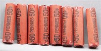 (8) Rolls of Wheat Pennies, (400) Coins Total.