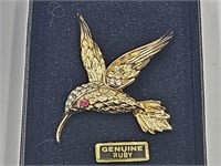 Genuine Ruby Hummingbird  Jewelry Pin