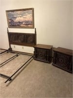 Nice Wooden Queen Bedroom Set & Large Framed Print