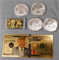 (4) 1972 Bahamas $2 Coin 92.5% Sterling, 1 Trump
