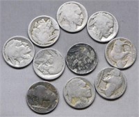 (10) Buffalo Nickels.