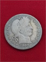 1909 D Quarter Dollar Coin