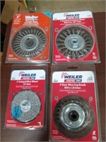 4 WEILER Assorted Wire Wheels & Cup Brush.